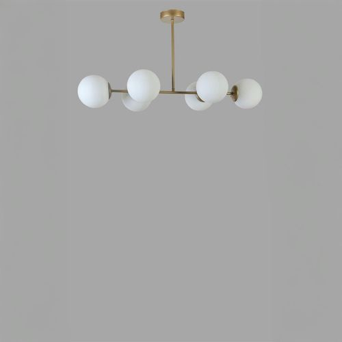 Suspension Salle à Manger Vintage, 6 Globes Blancs Sierre
