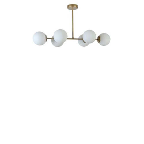 Suspension Salle à Manger Vintage, 6 Globes Blancs Sierre
