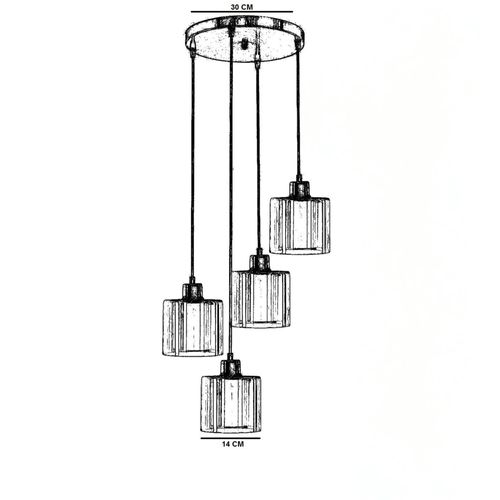 Suspension Moderne En Verre Ivoire 4 Abat-jour Side