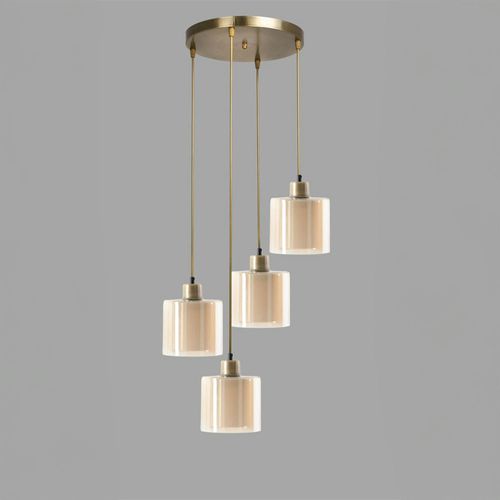 Suspension Moderne En Verre Ivoire 4 Abat-jour Side