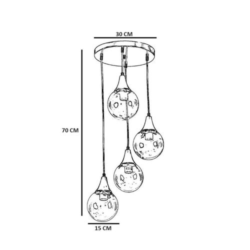 Suspension Moderne Dorée 4 Globes Verre Dépoli Sierre