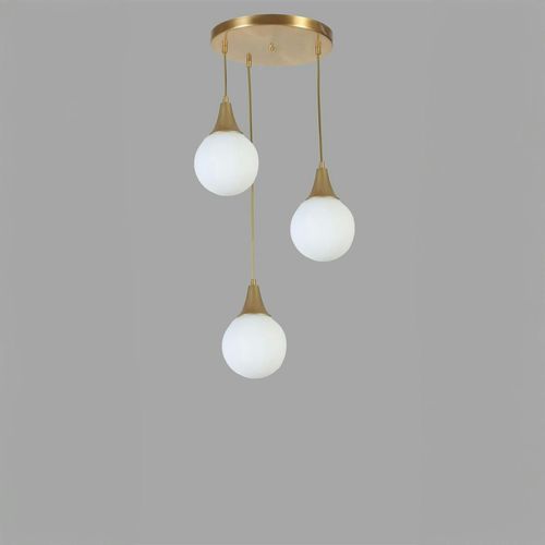 Suspension Moderne Dorée 3 Globes Verre Dépoli Sierre