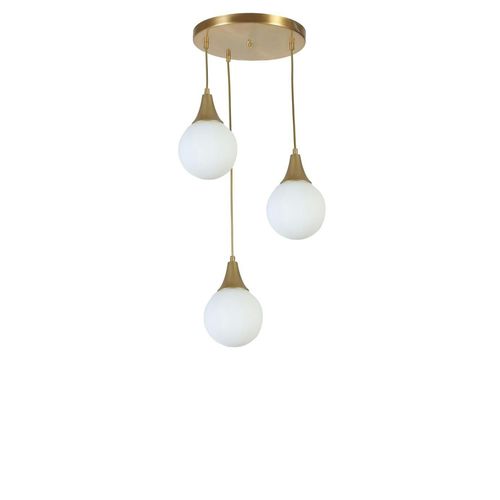 Suspension Moderne Dorée 3 Globes Verre Dépoli Sierre