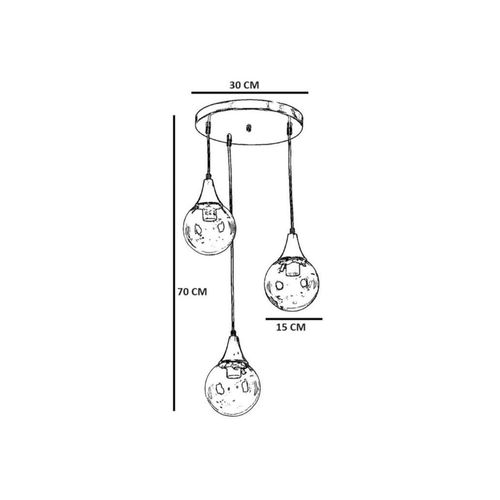 Suspension Moderne Dorée 3 Globes Verre Dépoli Sierre