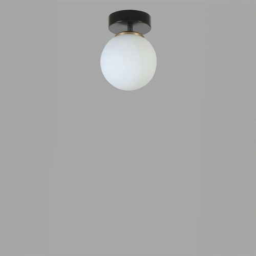Plafonnier Globe Verre Dépoli, Finition Noire Sierre