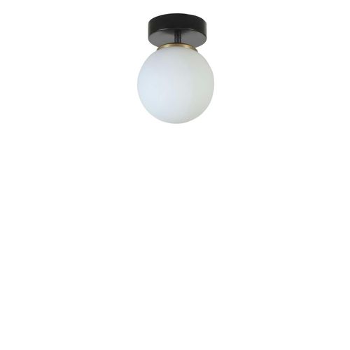 Plafonnier Globe Verre Dépoli, Finition Noire Sierre
