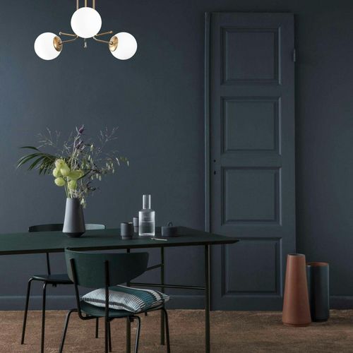 Plafonnier Vintage Métal Doré 3 Globes Verre Dépoli Sierre