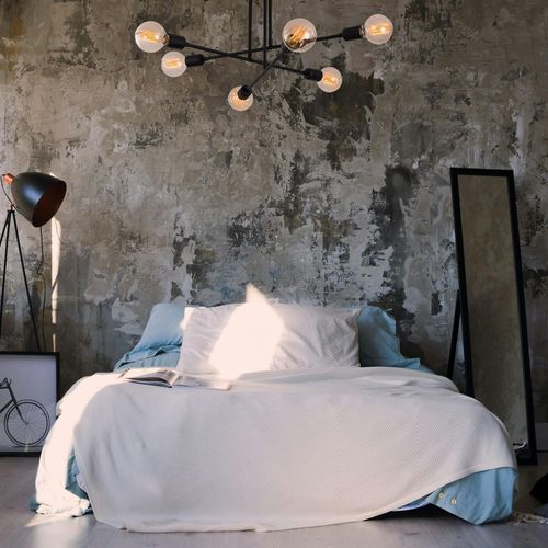 Plafonnier Design Noir Mat, 6 Lampes Sur Tiges Maratea