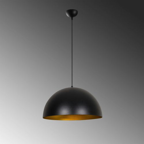 Suspension De Table Noire Dôme Intérieur Doré Ø50 Cm Sile