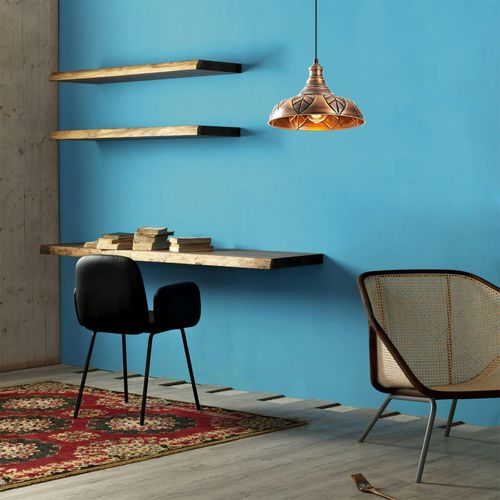 Suspension Rustique En Métal Cuivré Décor Feuille Sile