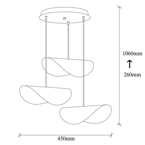 Suspension Moderne Chic Métal Crème et Doré, 3 Abat-jour Sinop