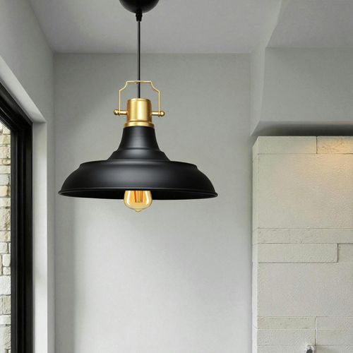 Suspension Vintage Métal Noir et Or Industriel Chic Sile