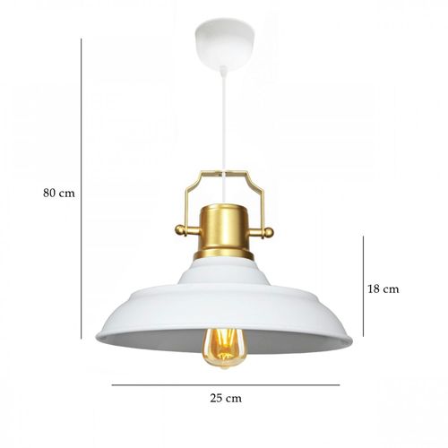 Suspension Vintage Métal Blanc et Or Industriel Chic Sile