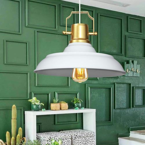 Suspension Vintage Métal Blanc et Or Industriel Chic Sile