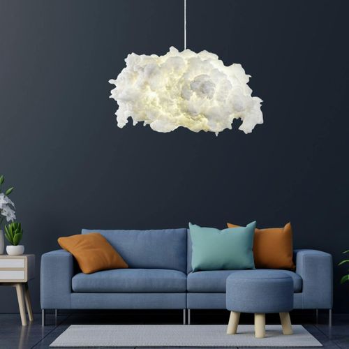 Suspension Design Blanche Effet Nuage, Pour Chambre Sile