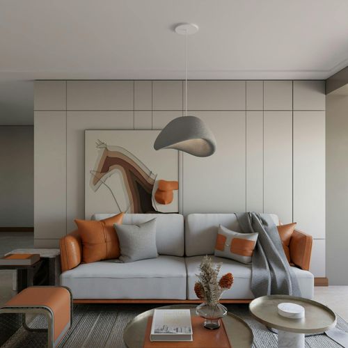 Suspension De Table Grise Forme Organique 50 Cm Noxis