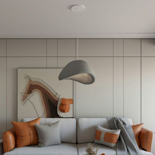 Suspension De Table Grise Forme Organique 50 Cm Noxis