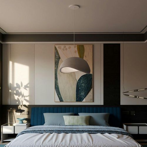 Suspension De Table Grise Forme Organique 50 Cm Noxis