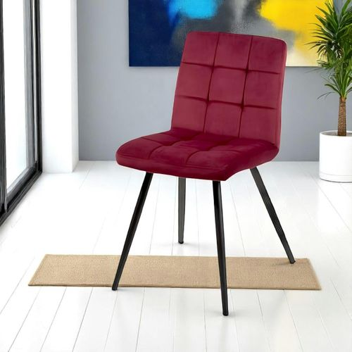 Chaise En Velours Capitonné Rouge Bordeaux Malmoe (lot De 2)