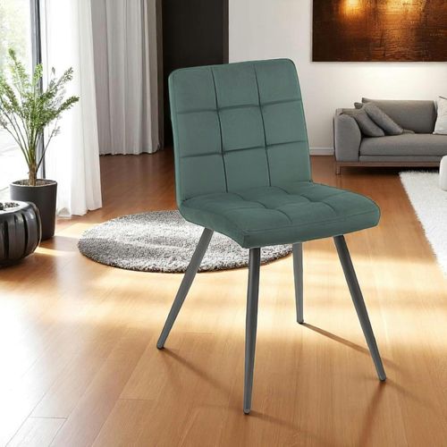 Chaise En Velours Capitonné Vert Malmoe (lot De 2)