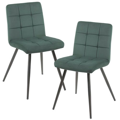 Chaise En Velours Capitonné Vert Malmoe (lot De 2)