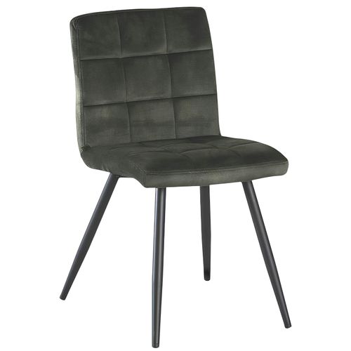 Chaise En Velours Capitonné Kaki Malmoe (lot De 2)