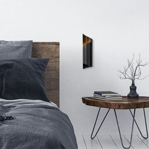 Applique Murale Design Noir et Doré, Abat-jour Ruban Sinop