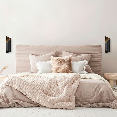 Applique Murale Design Noir et Doré, Abat-jour Ruban Sinop