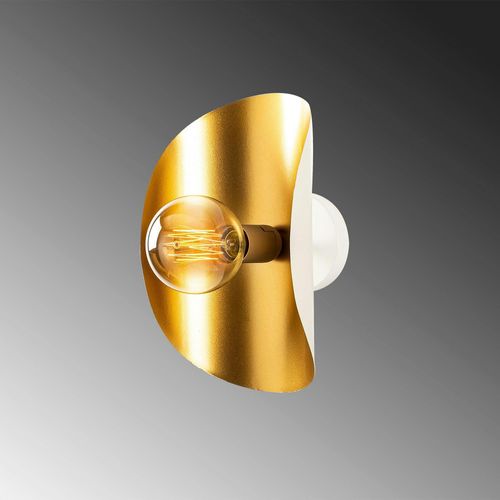 Applique Murale Design Blanc et Doré, Abat-jour Galbé Sinop