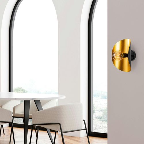 Applique Murale Design Noir et Doré, Abat-jour Galbé Sinop