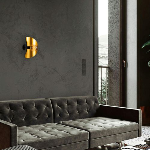 Applique Murale Design Noir et Doré, Abat-jour Galbé Sinop