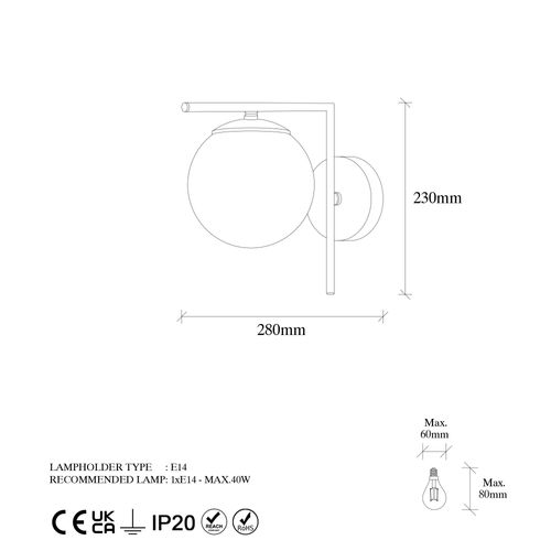 Applique Murale Moderne Dorée, Support Droit Sierre