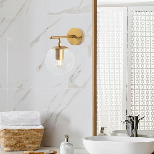 Applique Murale Moderne Dorée, Globe Verre Sur Tige Sierre