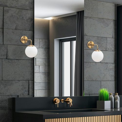 Applique Murale Vintage, Structure Dorée Globe Blanc Sierre