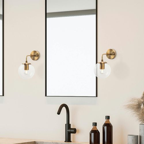 Applique Murale Vintage, Structure Dorée Globe Verre Sierre