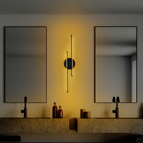 Applique Murale LED Design, 2 Tiges Noires 86 Cm Vieste