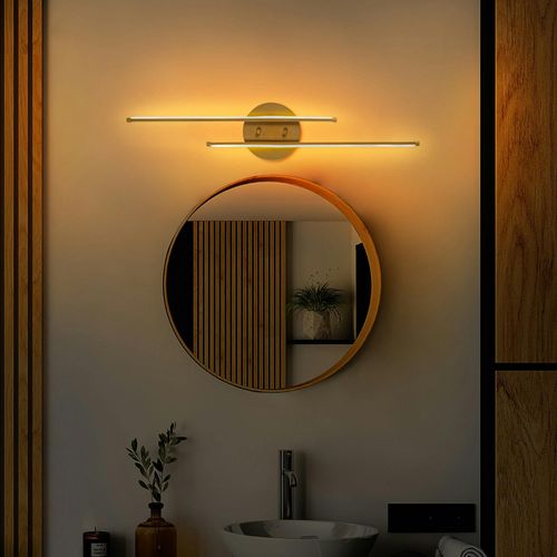 Applique Murale LED Design, 2 Tiges Dorées 86 Cm Vieste