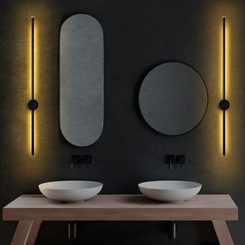 Applique Murale LED Design, 1 Tige Noire Verticale Vieste