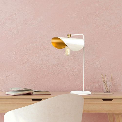 Lampe De Table Moderne Blanche, Abat-jour Galbé Sinop