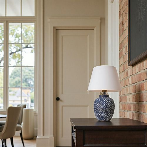 Lampe à Poser Bord De Mer Bleue, Motif Écailles Kars