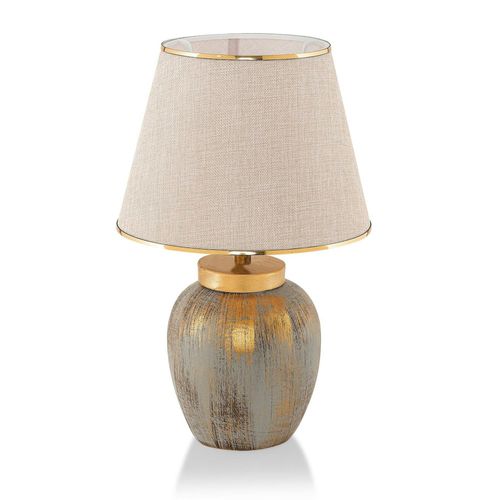 Lampe De Salon Moderne Chic Dorée, Abat-jour Écru Kars