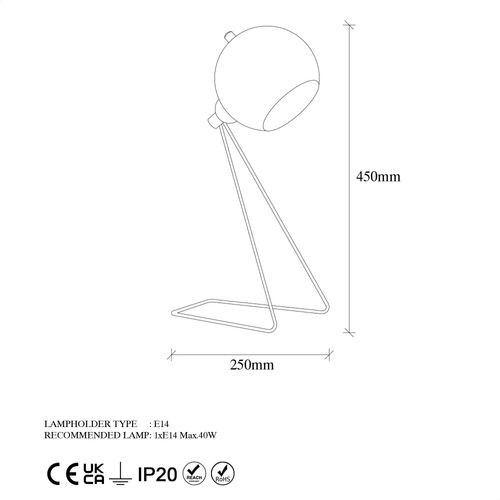 Lampe à Poser Design Noire, Abat-jour Rond En Métal Sile