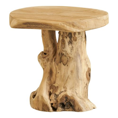 Petite Table De Salon En Teck Ø40 Cm, Style Exotique Arizona
