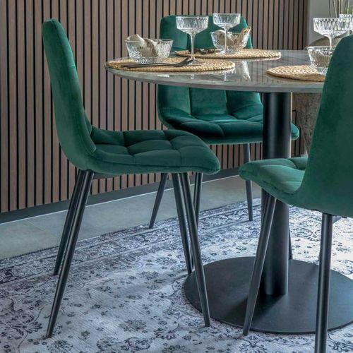 Chaise De Salle à Manger Vert Foncé Motif Damier (lot De 2) Taraz