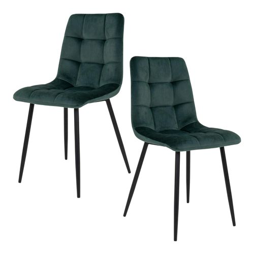 Chaise De Salle à Manger Vert Foncé Motif Damier (lot De 2) Taraz
