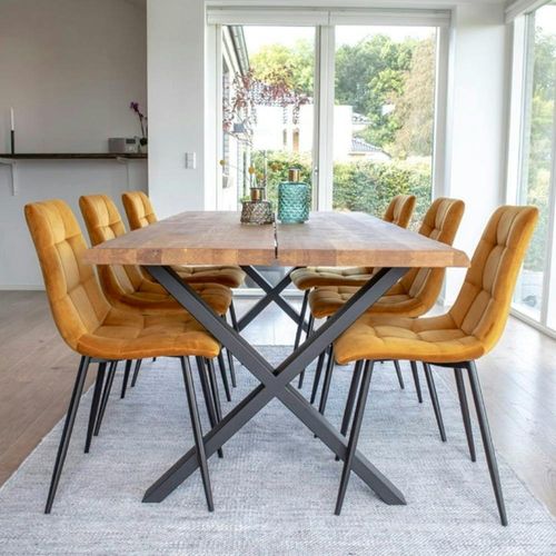 Chaise De Salle à Manger Moutarde Motif Damier (lot De 2) Taraz