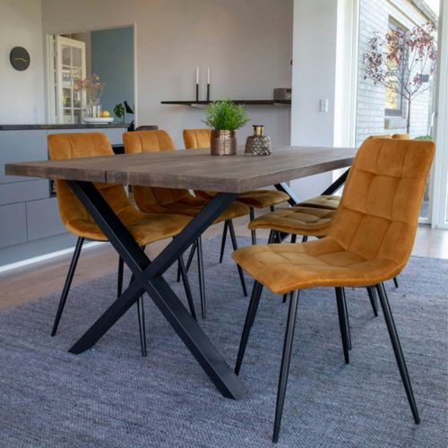 Chaise De Salle à Manger Moutarde Motif Damier (lot De 2) Taraz