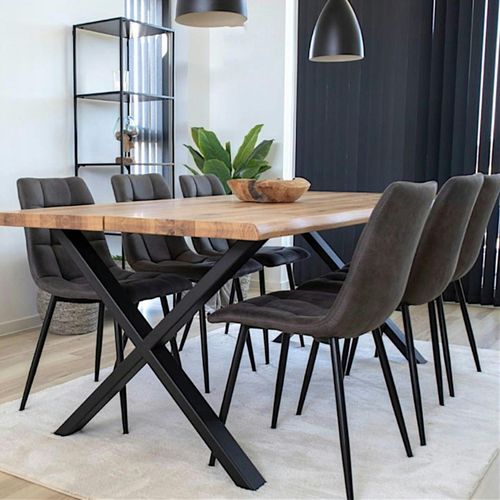 Chaise De Salle à Manger Grise Motif Damier (lot De 2) Taraz