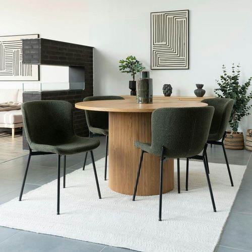 Chaise Bouclette Verte Pieds Noirs Montants (lot De 2) Savone