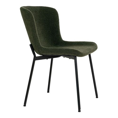 Chaise Bouclette Verte Pieds Noirs Montants (lot De 2) Savone